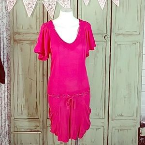 Nanette Lepore fitted knit knee pink dress, M